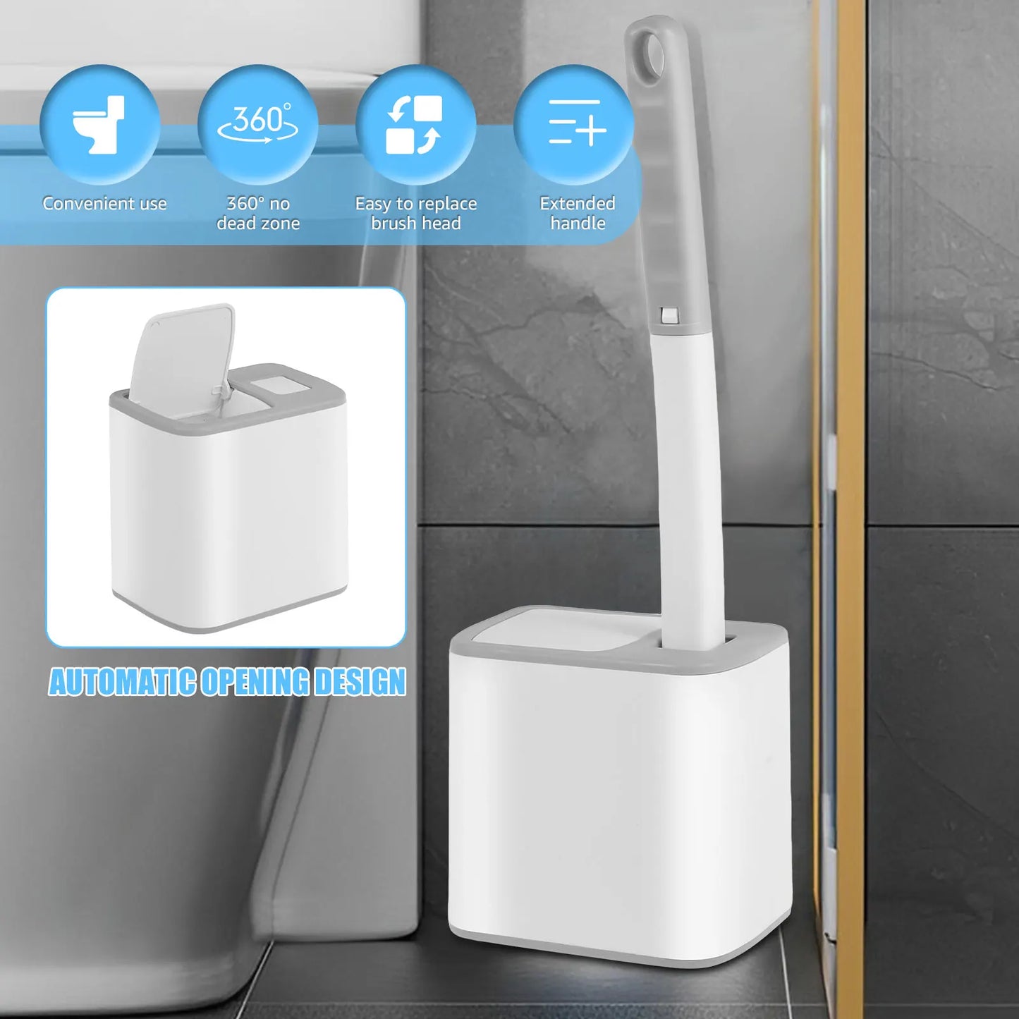 Toilet Brush Kit with Disposable Replacement Heads