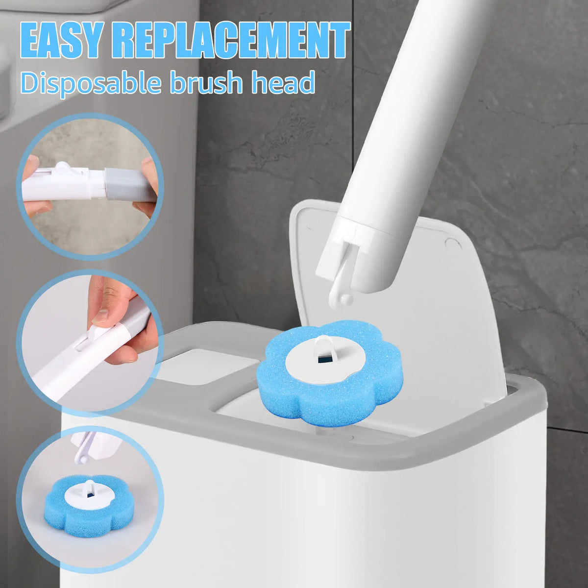 Toilet Brush Kit with Disposable Replacement Heads